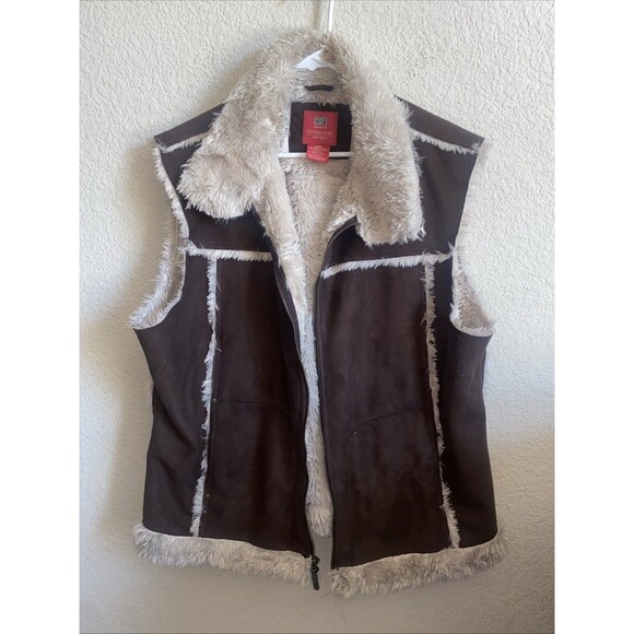 Vintage Pennylane vest Sherpa suede hippie Boho Western country rodeo 70s 3x - Picture 1 of 10